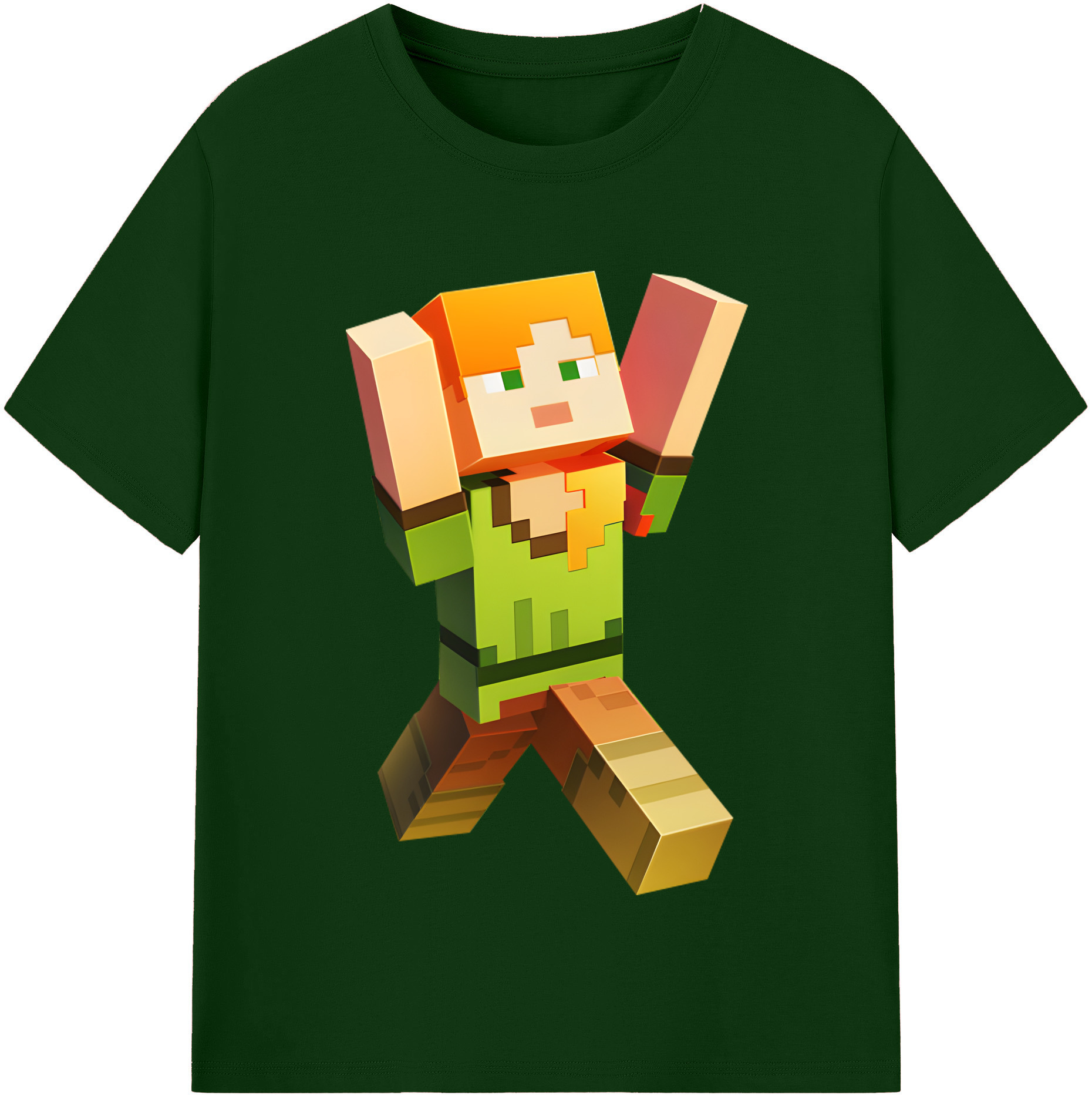 （画像用） マインクラフト ブロックの世界 Minecraft MC Block world 綿100％半袖Tシャツ（フロントプリント）